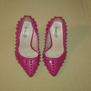 Pink studded hot pink heals
